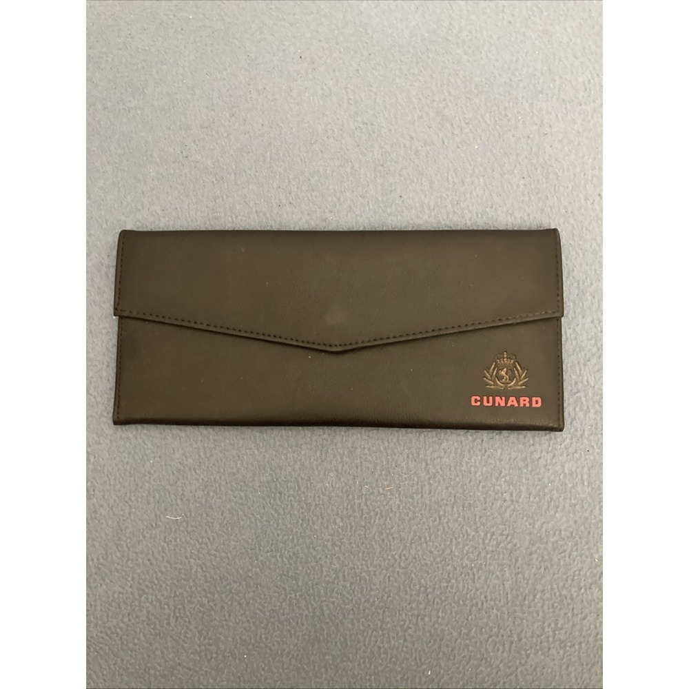 Cunard Shipping Black Faux Leather Travel Wallet Organizer for Tickets, Cash ETC